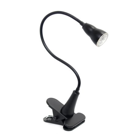 SIMPLE DESIGNS 1W LED Gooseneck Clip Light Desk Lamp, Black LD2015-BLK